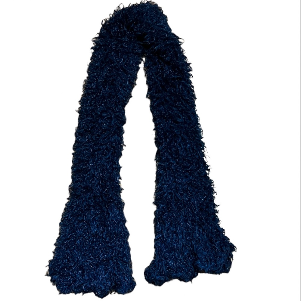 Dark Blue Eyelash Scarf Approximately 6” x 56”